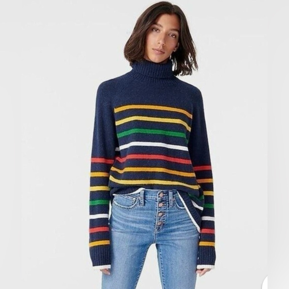 J. Crew Multicolor Striped Turtleneck Sweater